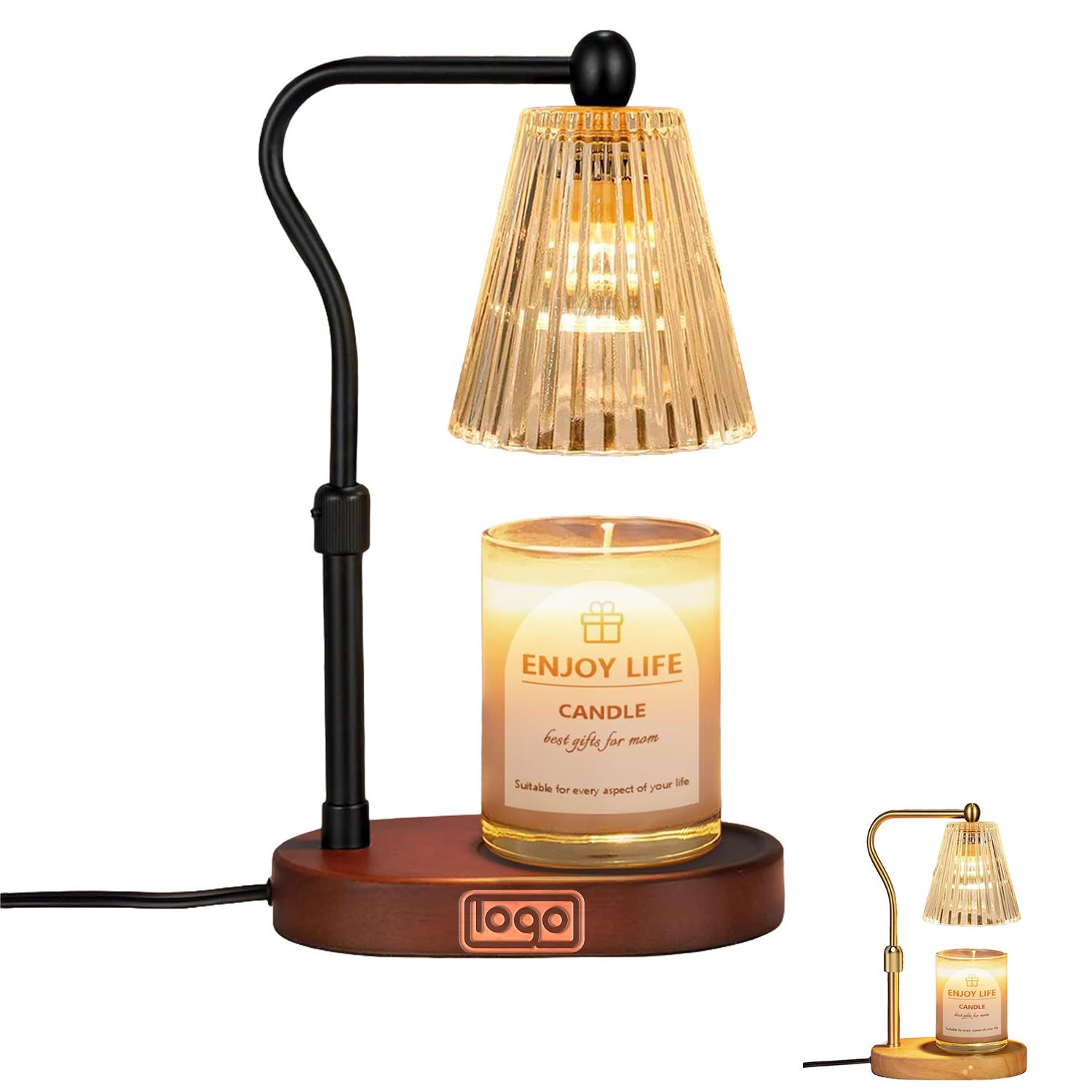 Adjustable Timer Dimmer Oak Wood Candle Warmer Lamp 7