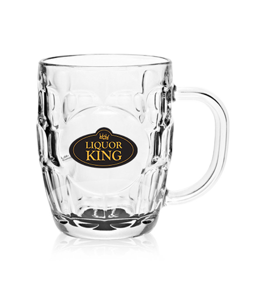 20 oz.GlassBeer Mug with Oval Engraving Area and Handle Made in USA 3