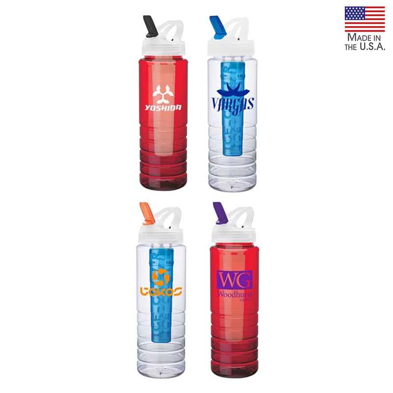 26 oz. PET Bottle with Flip Spout & Ice Stick