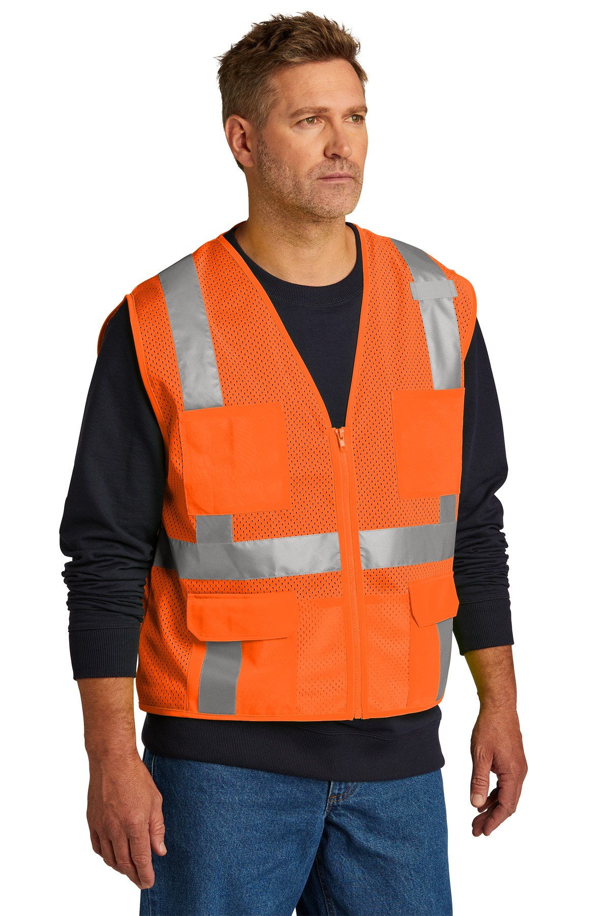 CornerStone ANSI 107 Class 2 Mesh Six-Pocket Zippered Vest. CSV104 15