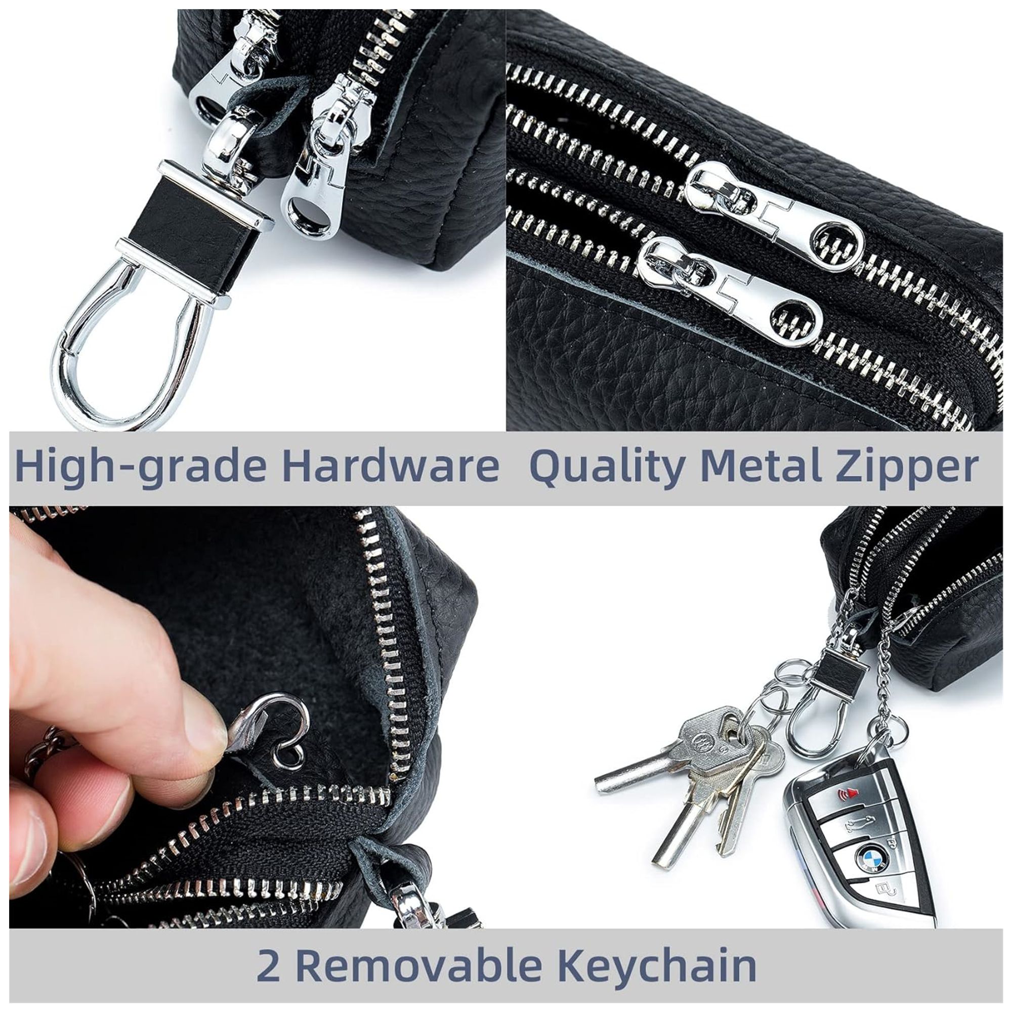 Unisex Double Zipper Keychain Wallet 4