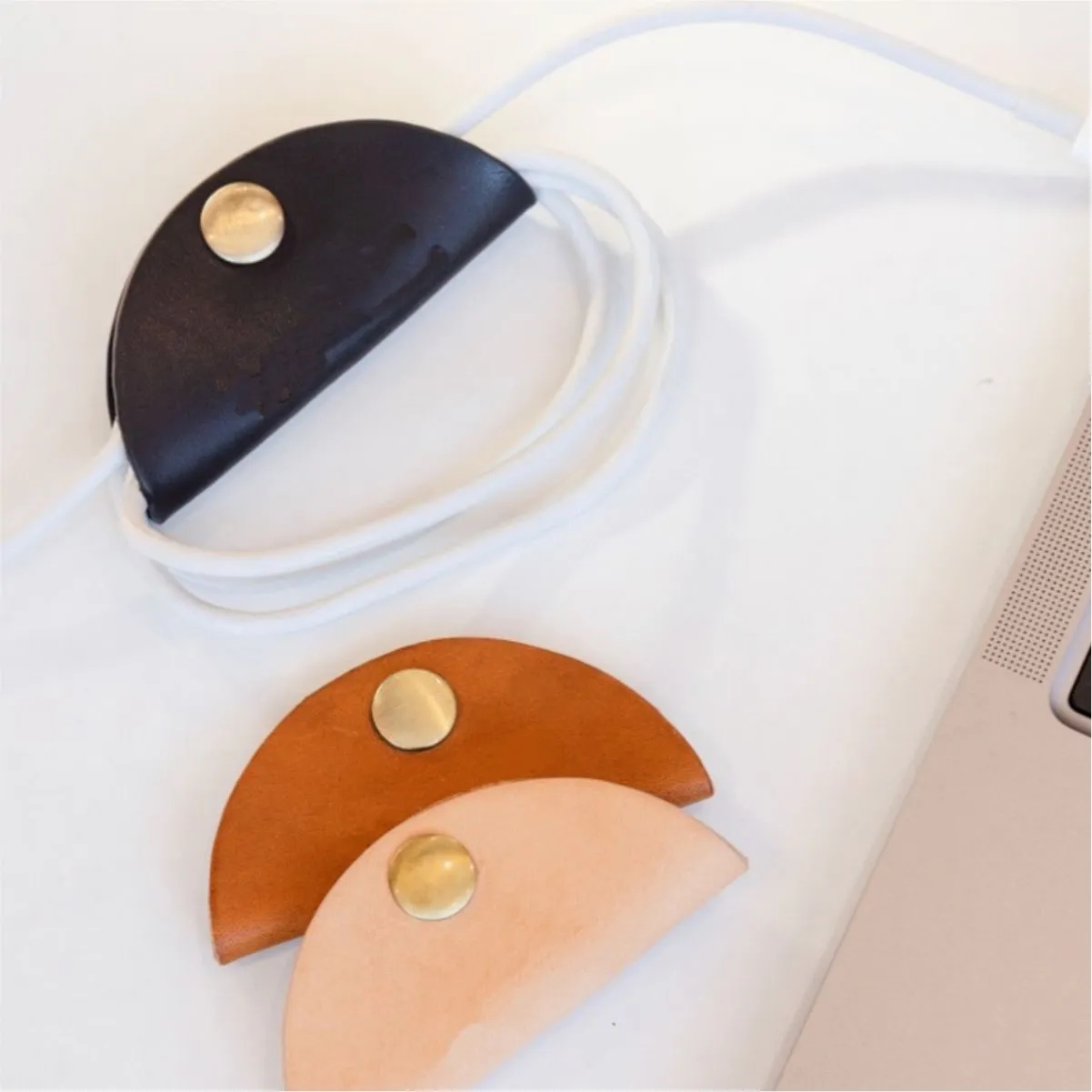 PU Leather Cable Organizer Pouch With Snap 5