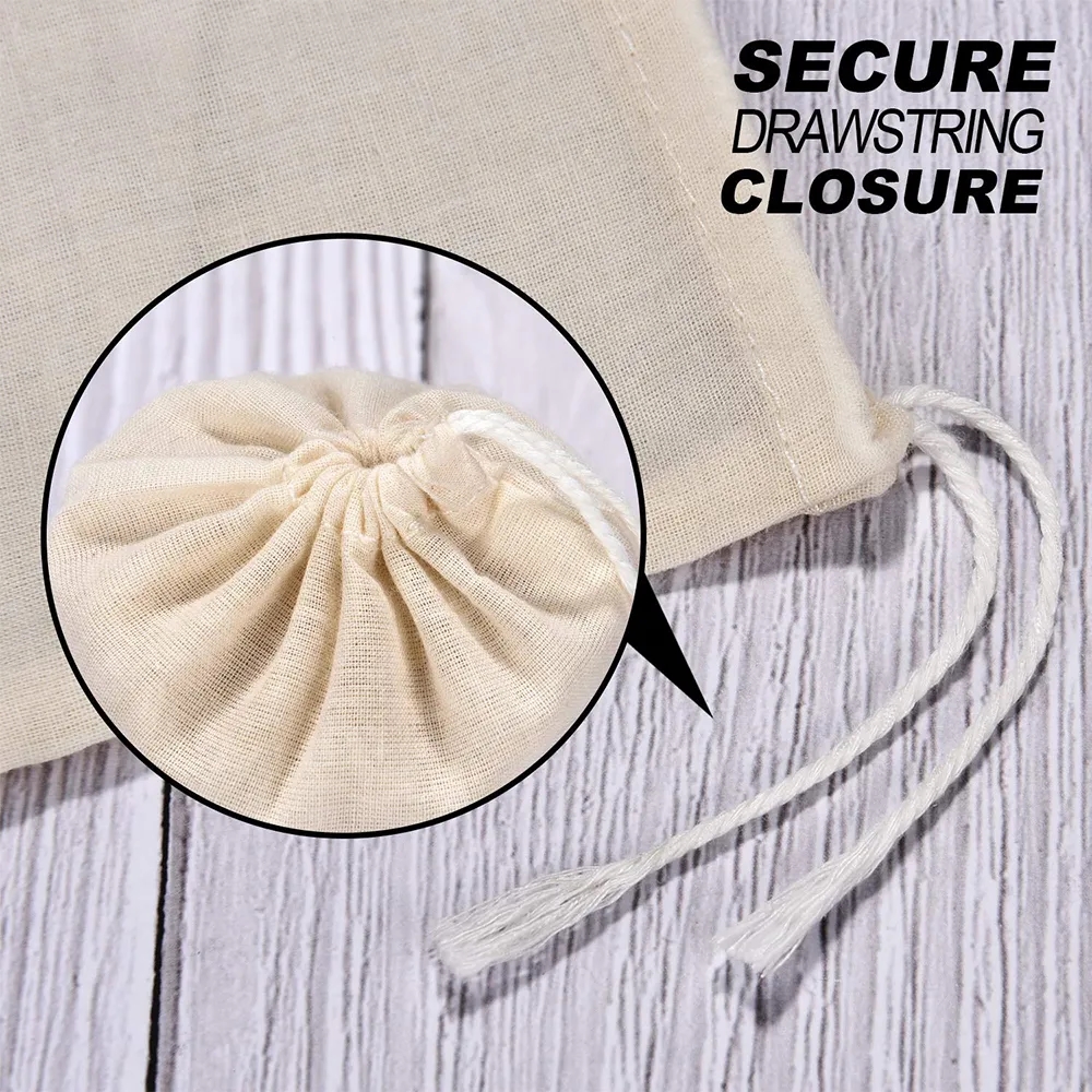 Muslin Cotton Drawstring Bags Reusable Empty Gift Pouch 18