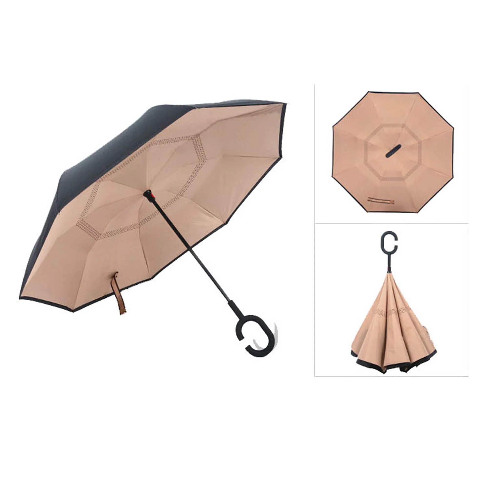 Windproof Double Layer Upside Down Car Rain Umbrella 1