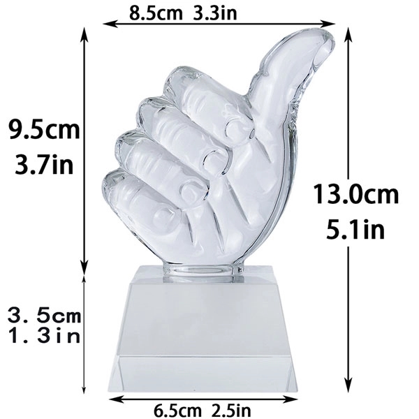 Engraved Crystal Thumbs Up Trophy 5