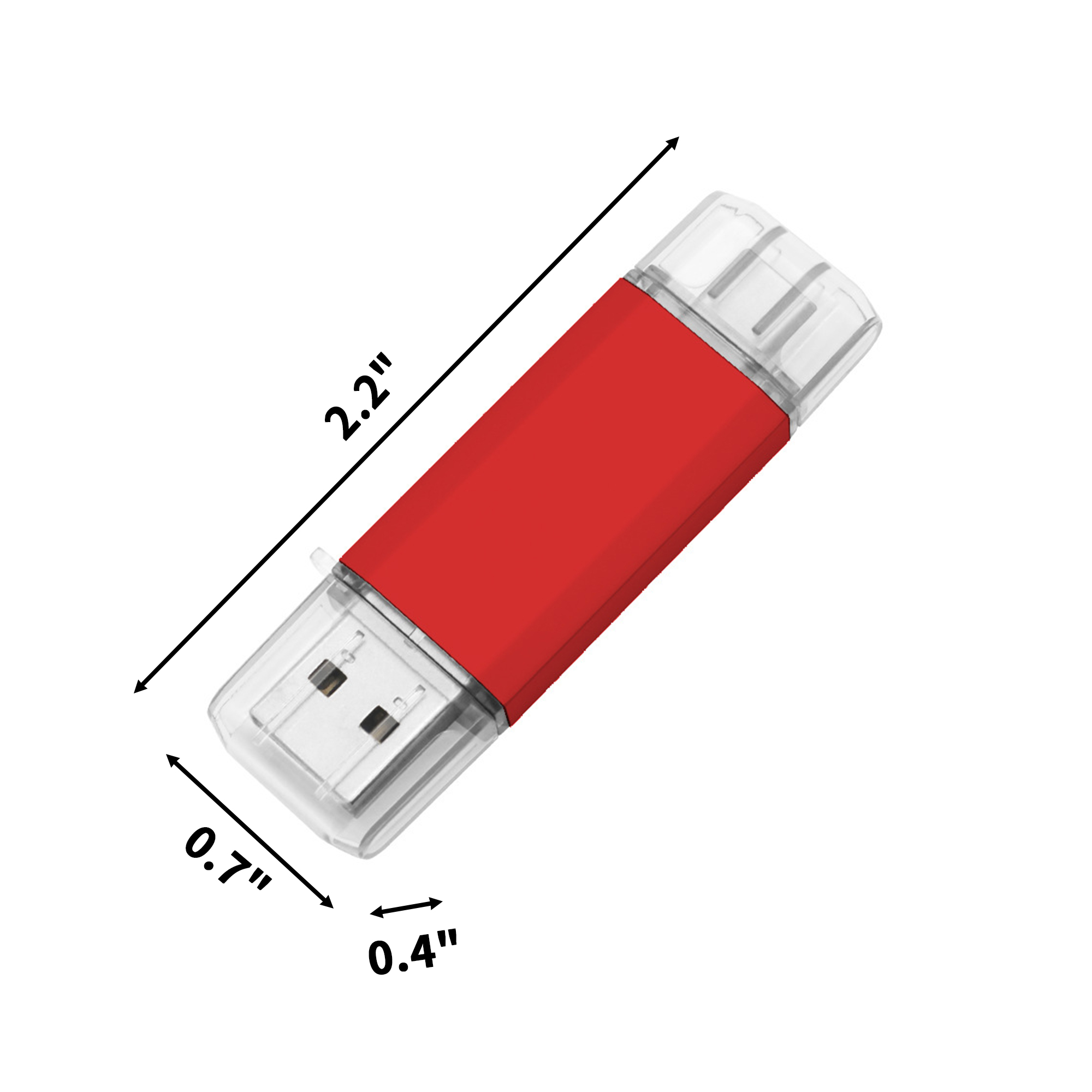 Dual Connector Memory Stick 16GB Type C To USB A Plastic Housing 2.2" x 0.7" 4
