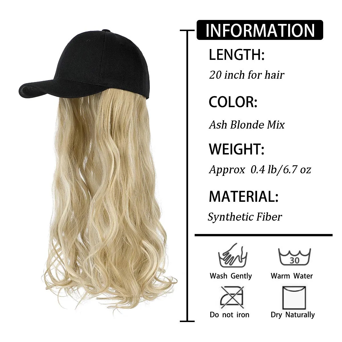 Baseball Cap with Hair Extensions 3