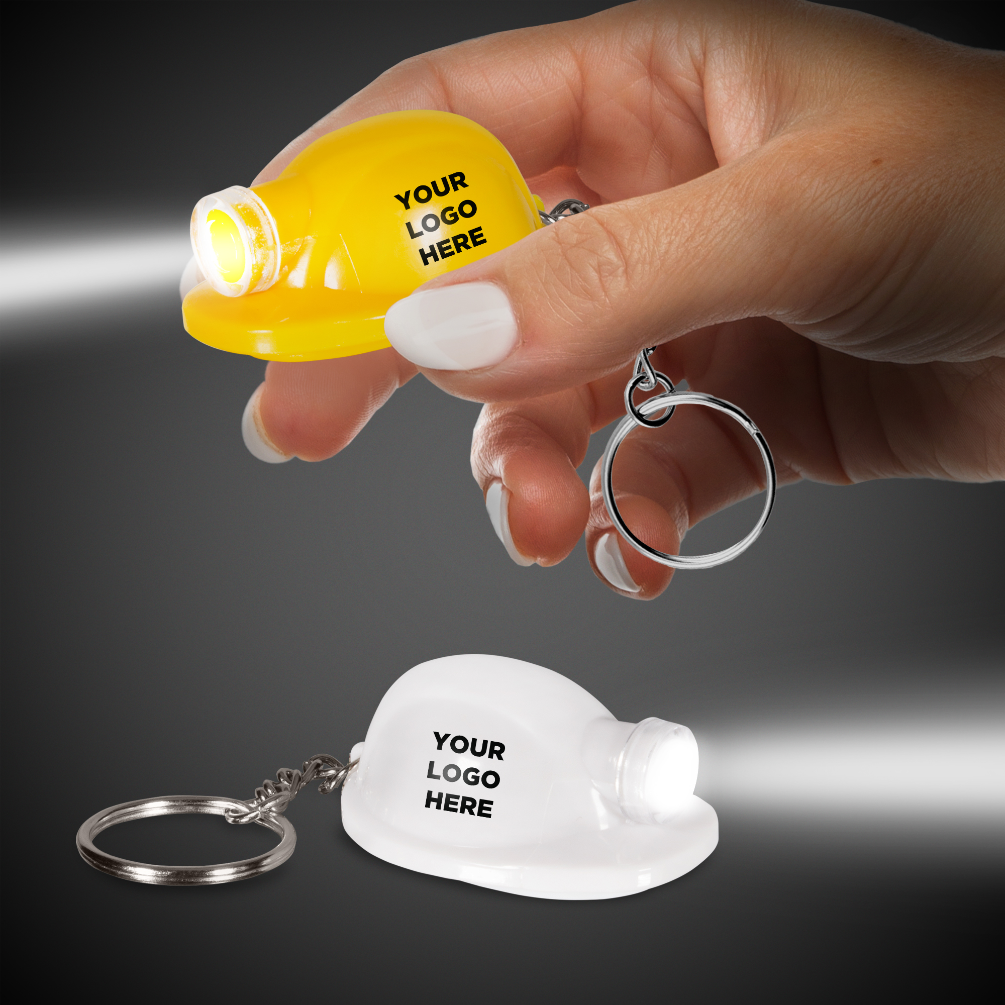Safety Helmet LED Light Up Flashlight Keychain 2