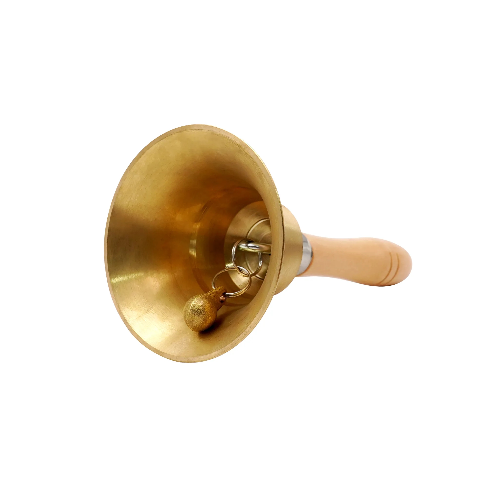 Laser Engraved Logo Solid Gold Brass Hand Call Bell 3