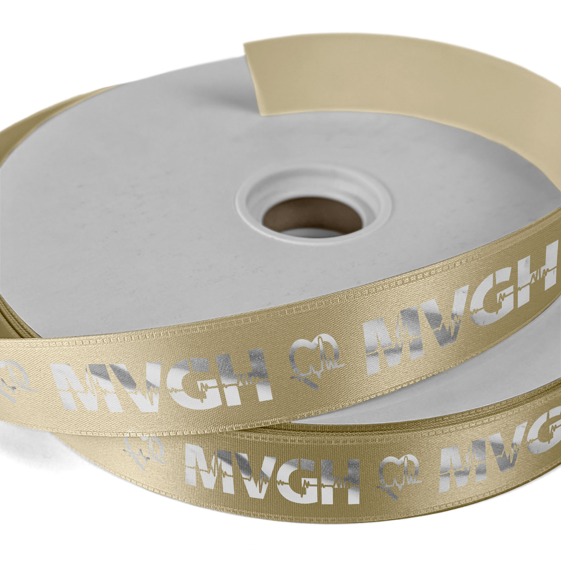 1" Badge Satin Ribbon - 100yd Roll - Foil Print 23