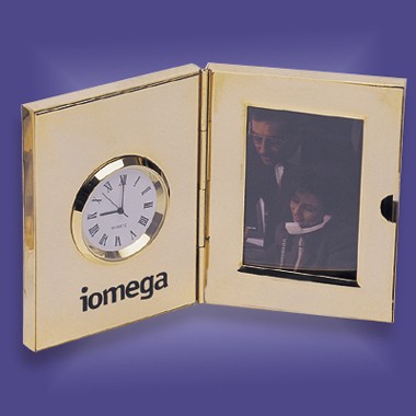2 IN 1 G/P BRASS PORTABLE CLOCK & PHOTO FRAME 2