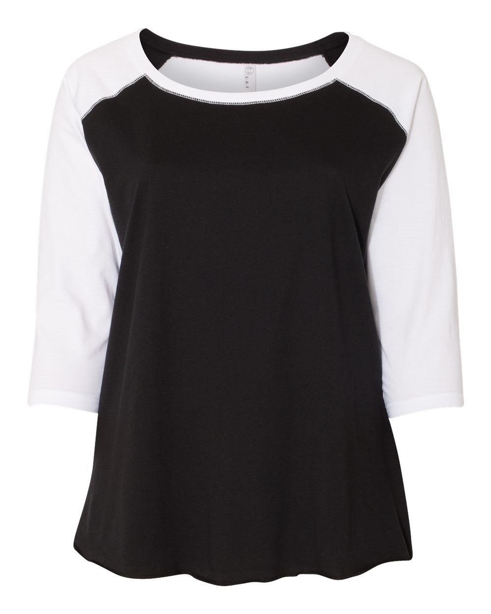 Women's Curvy Collection Baseball Three-Quarter Sleeve Tee - 3830 11