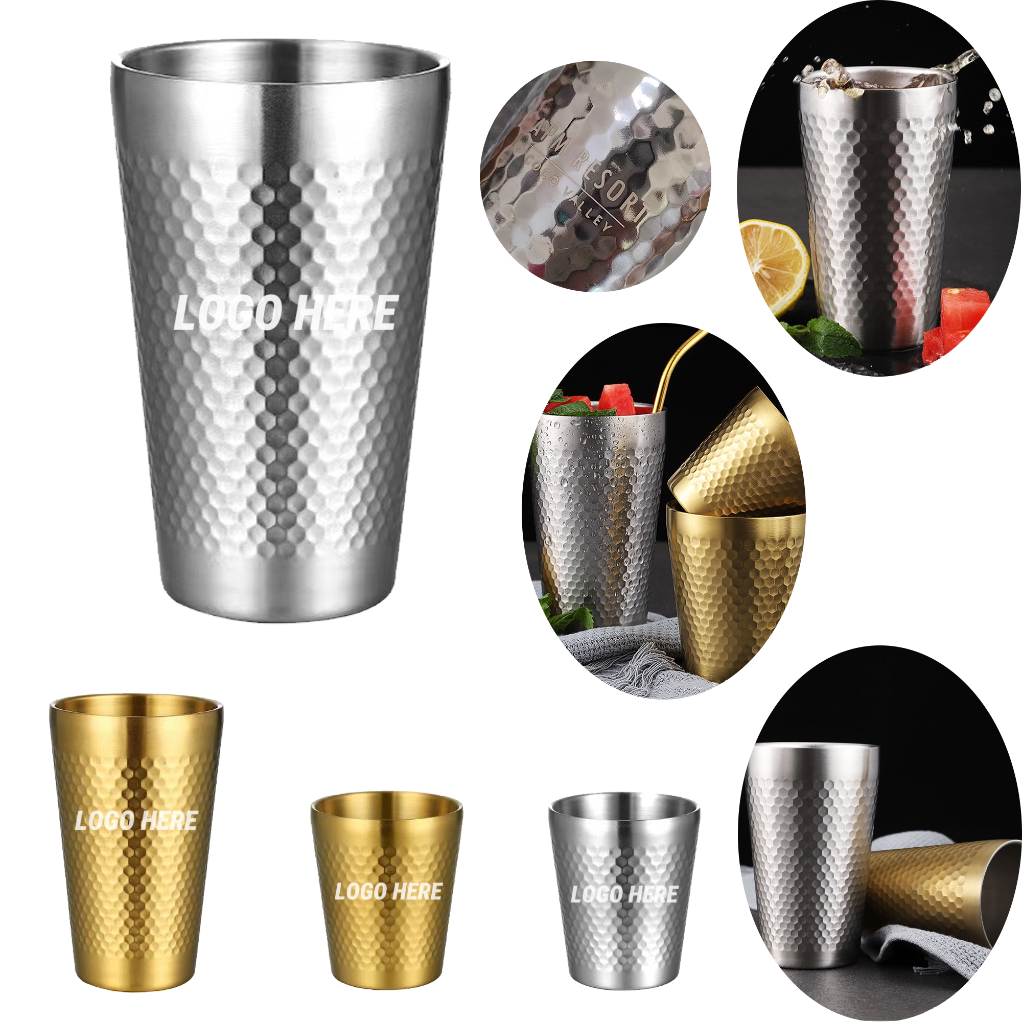 MOQ 5pcs 15oz Hammer-patterned Stainless Steel Tumbler 1