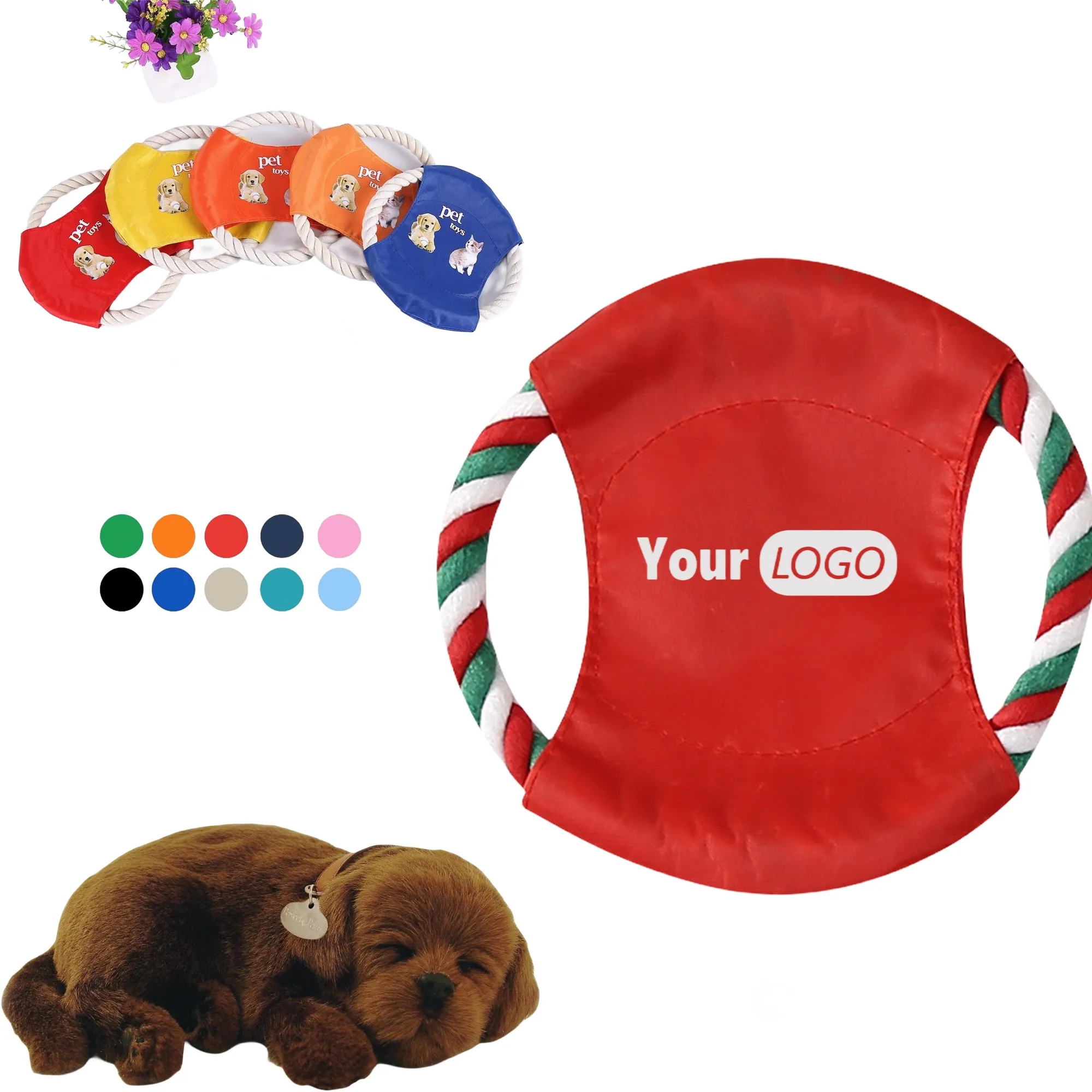 Custom Logo Flying Disc Pet Dog Rope Toys Training Chew 3