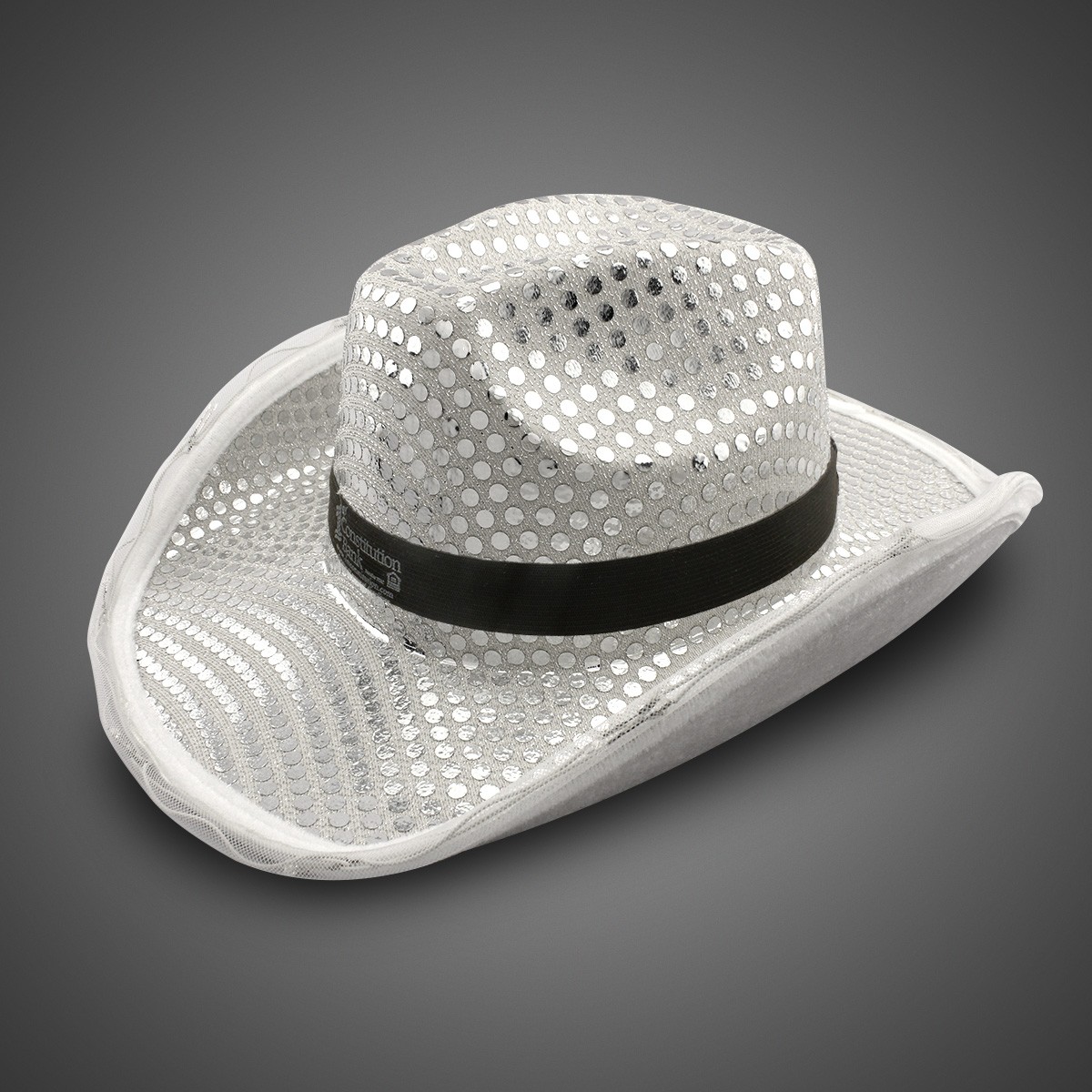 Silver LED Sequin Cowboy Hat 4