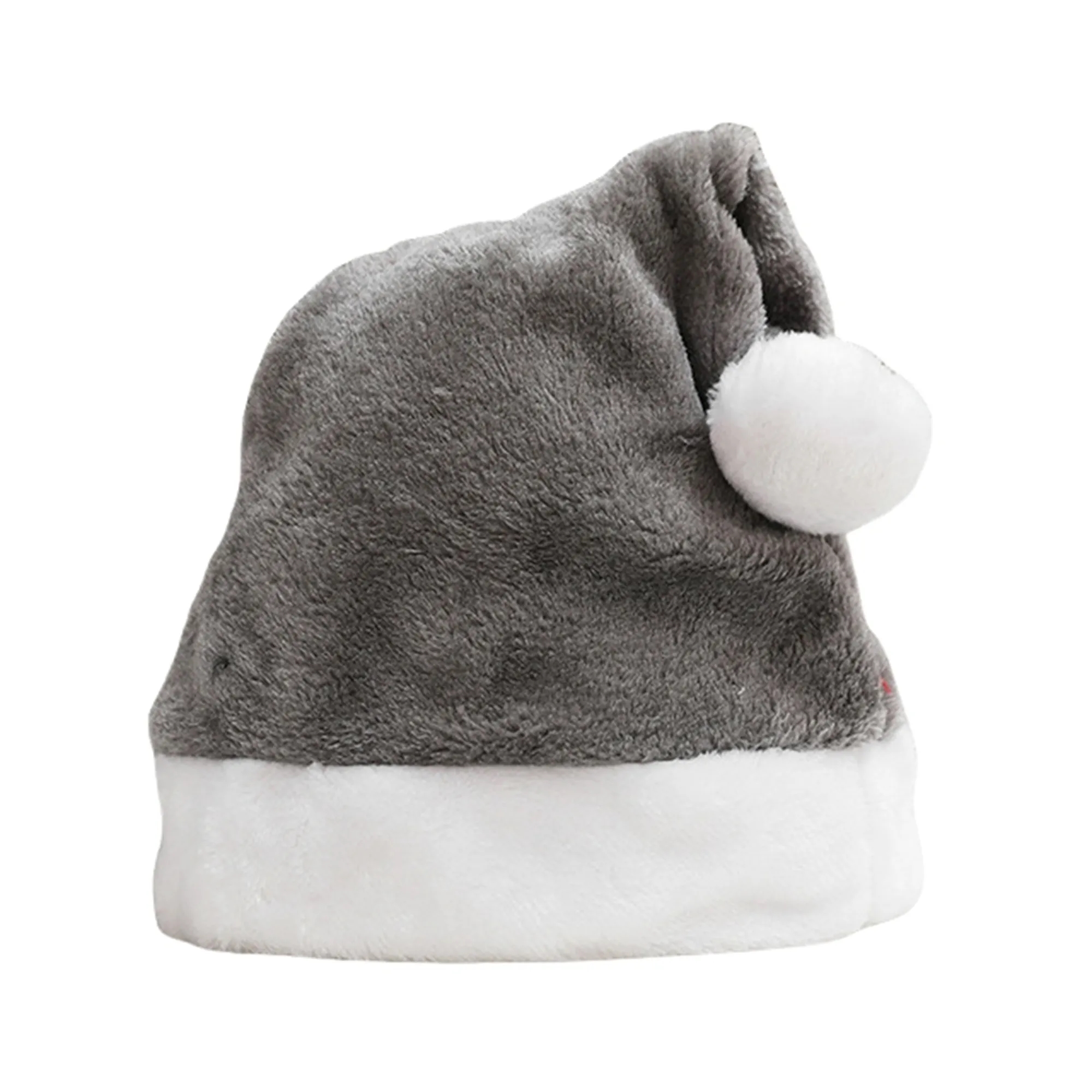 Warm Short Plush Holiday Christmas Santa Hat 6