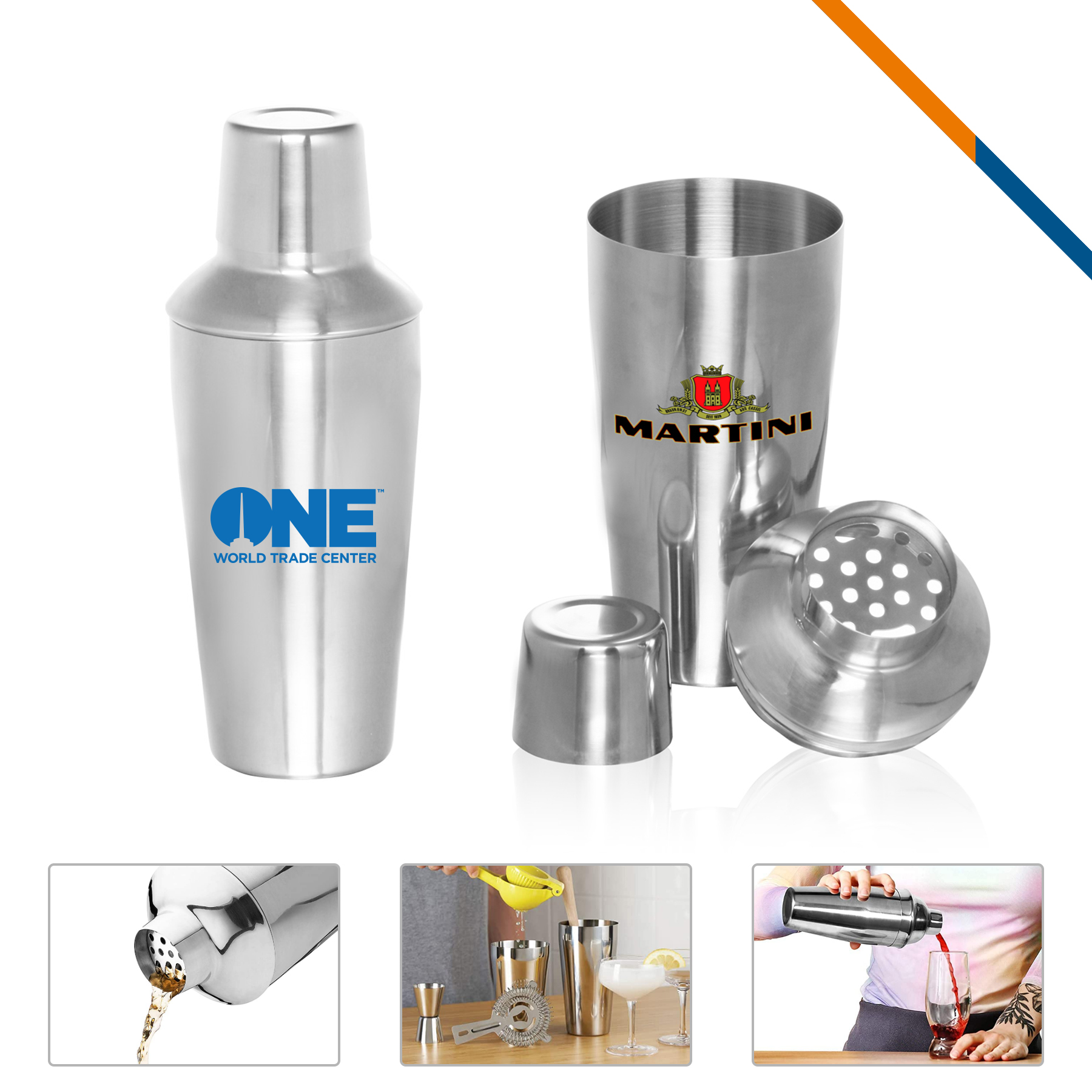 Regina Stainless Steel Cocktail Shaker-24.6 oz. 3