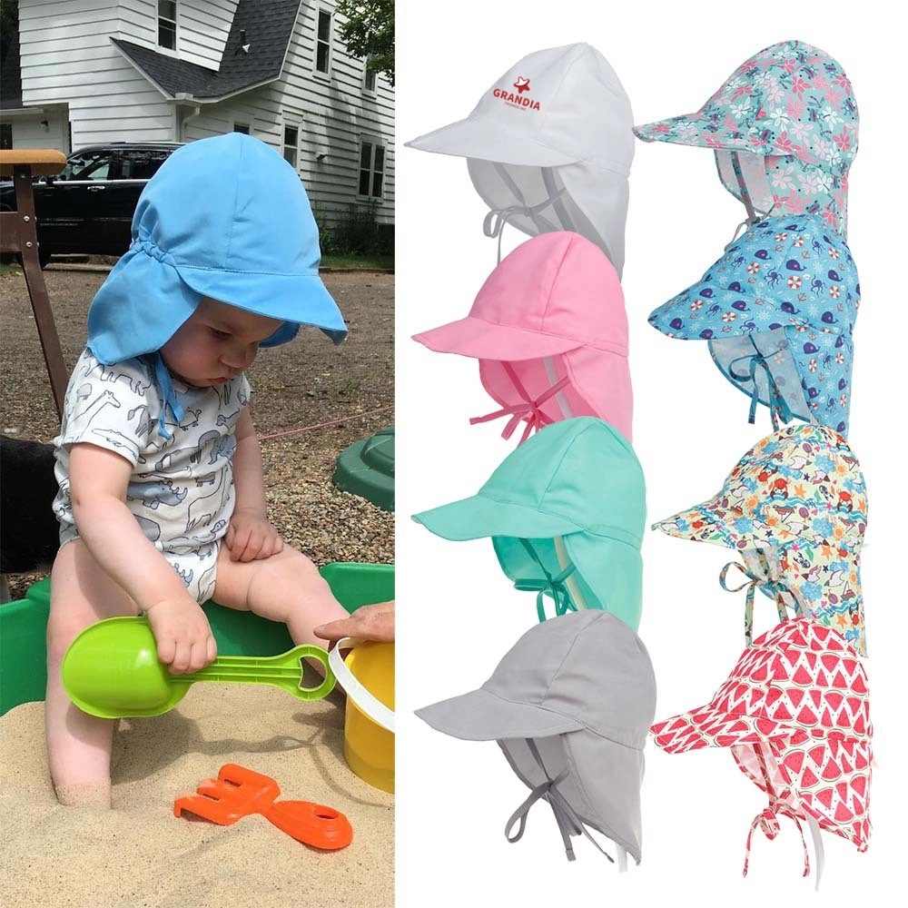 Toddler Beach Bucket Caps W/ Neck Flap 2