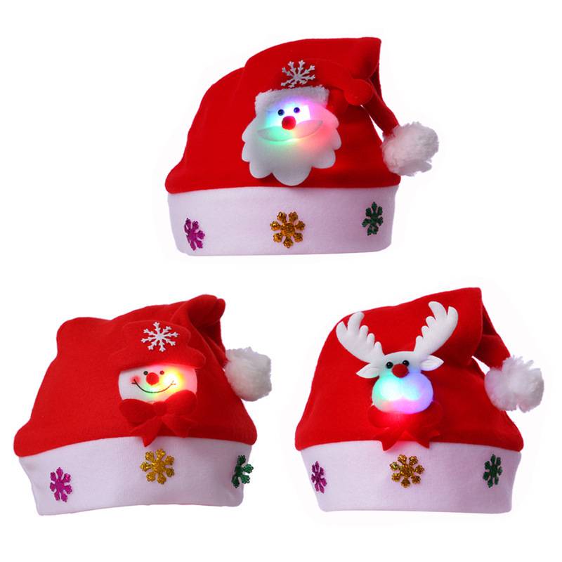 Christmas Hats LED Light Santa Snowman Deer 2