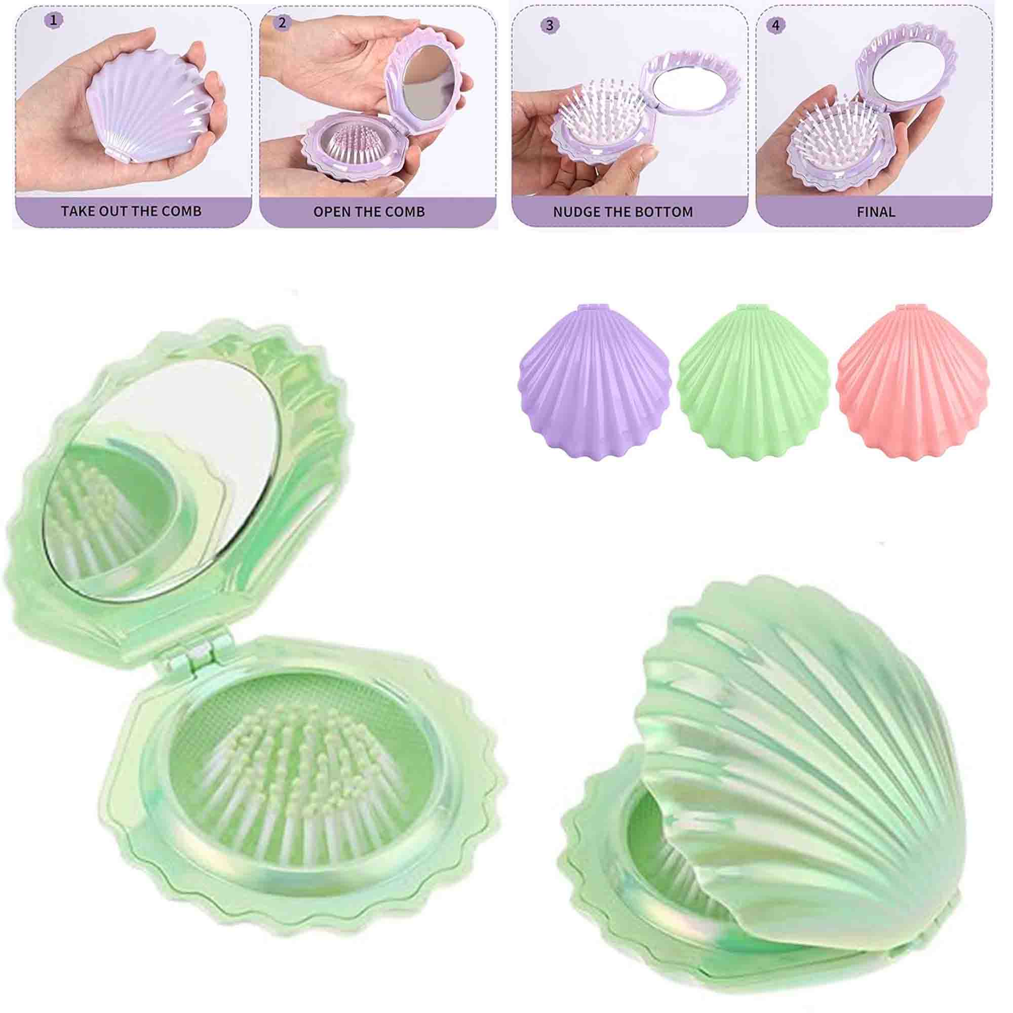 Hair Massage Comb Folding Hairbrush With Mirror 2