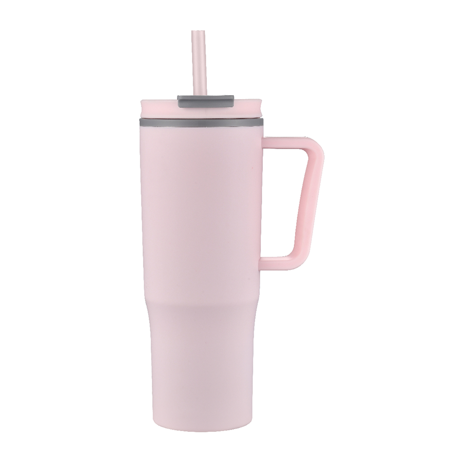 EcoSip 30oz Double Wall Plastic Travel Tumbler with Handle & Straw 3