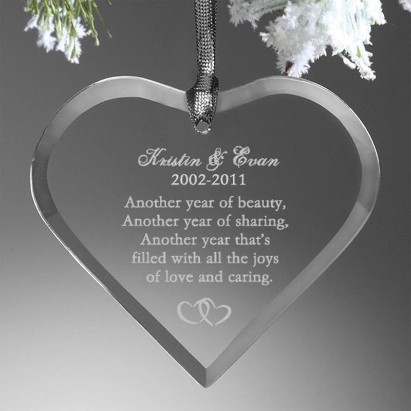 Clear Glass Premium Heart Christmas Tree Ornaments 2