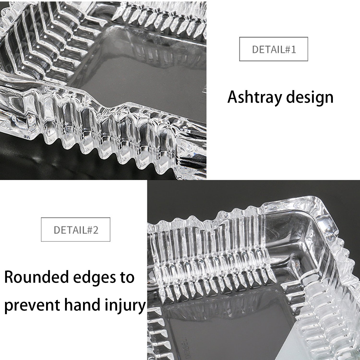 Square Shatterproof Crystal Glass Ashtray 5