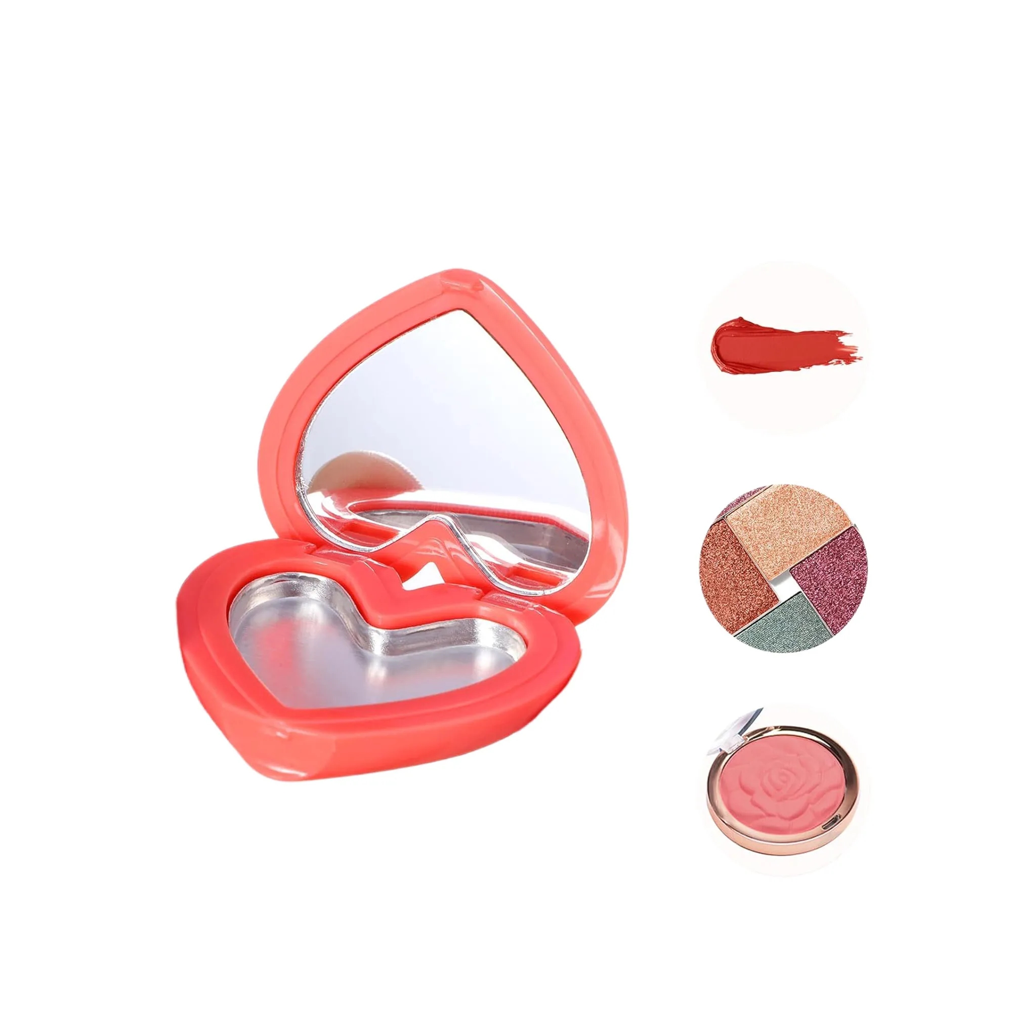 Empty Heart Shape Eyeshadow Makeup Palette with Mirror 3