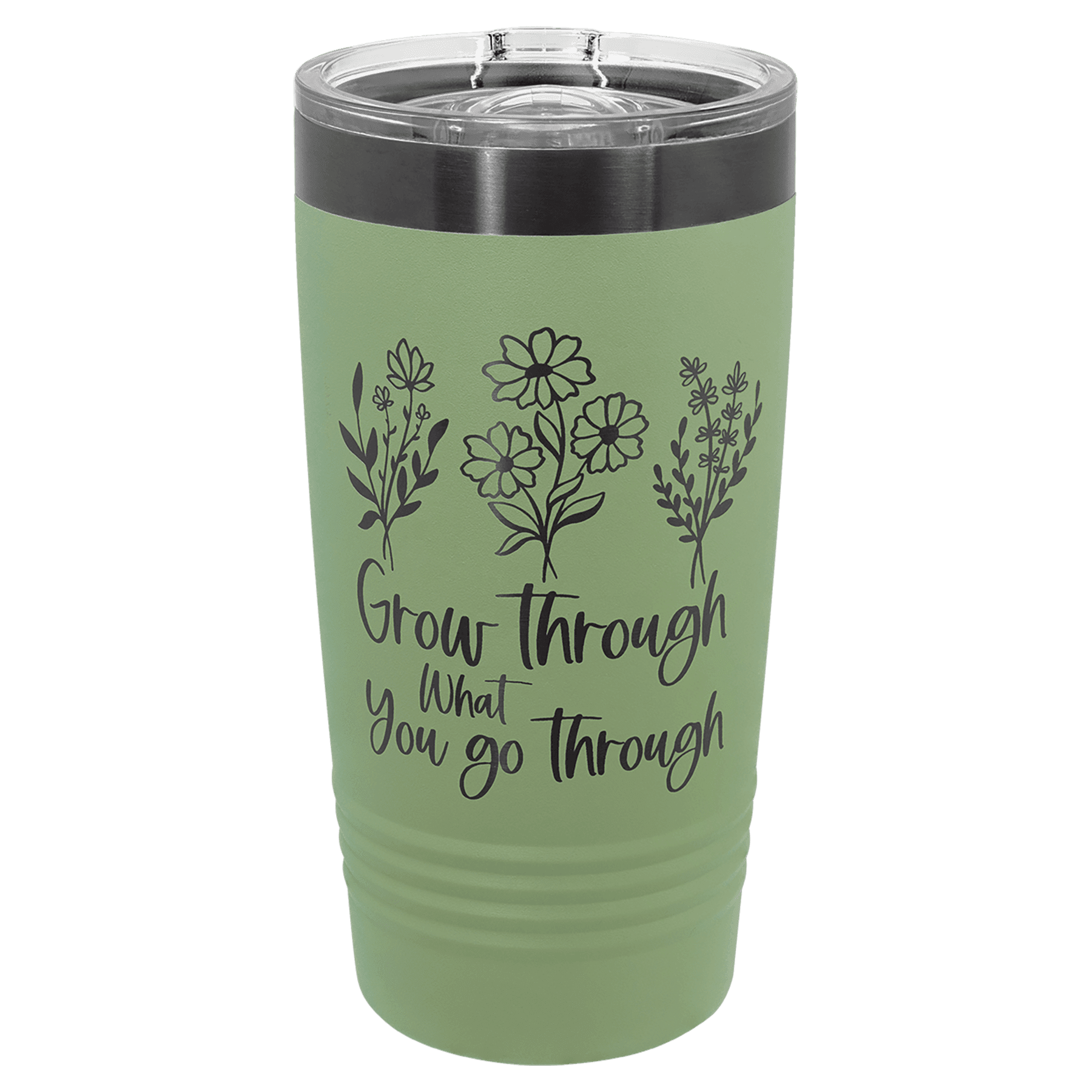 Polar Camel 20 oz. Summer Sage/Ghost Black ION-Plated Ringneck Tumbler with Slider Lid 1