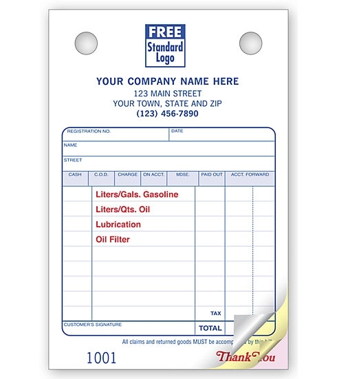 Service Station Register Forms, Small Classic 2