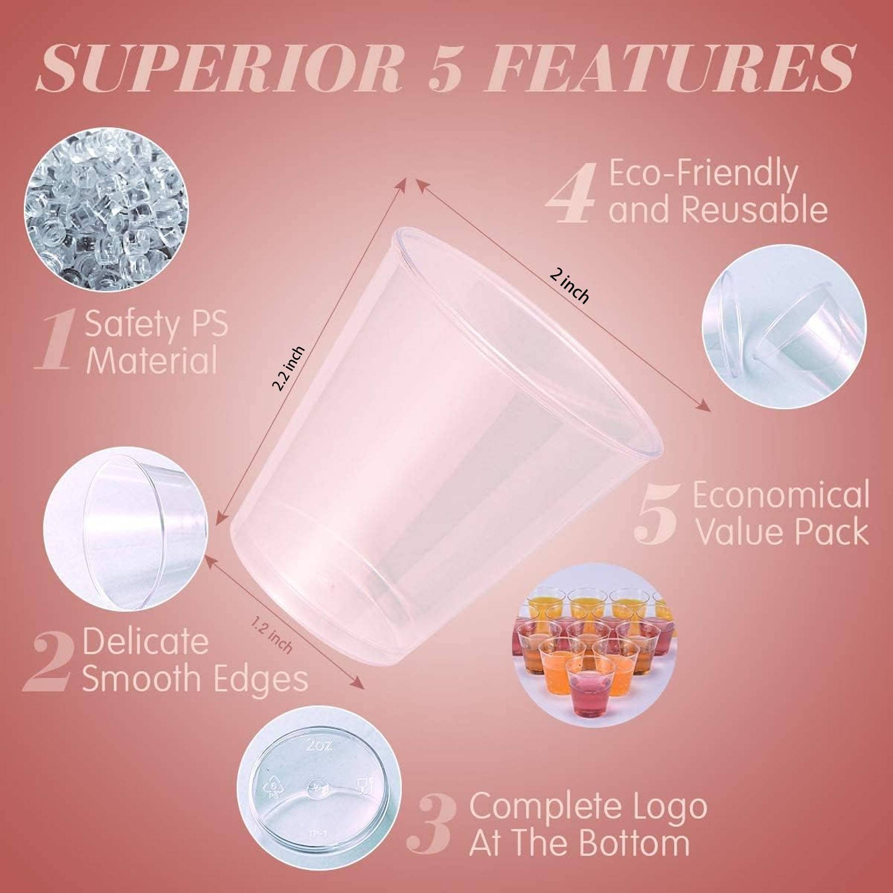 2 Oz. Disposable Clear Plastic Cups 1