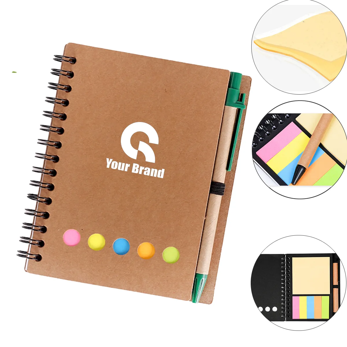 4 Packs Kraft Paper Spiral Notebook All-Over Printing 1