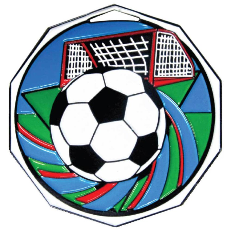 Soccer Decagon Colored Medallion (2")