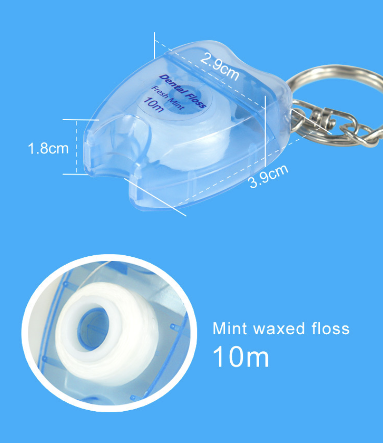 Portable Tooth Shaped Dental Floss Keychain 4
