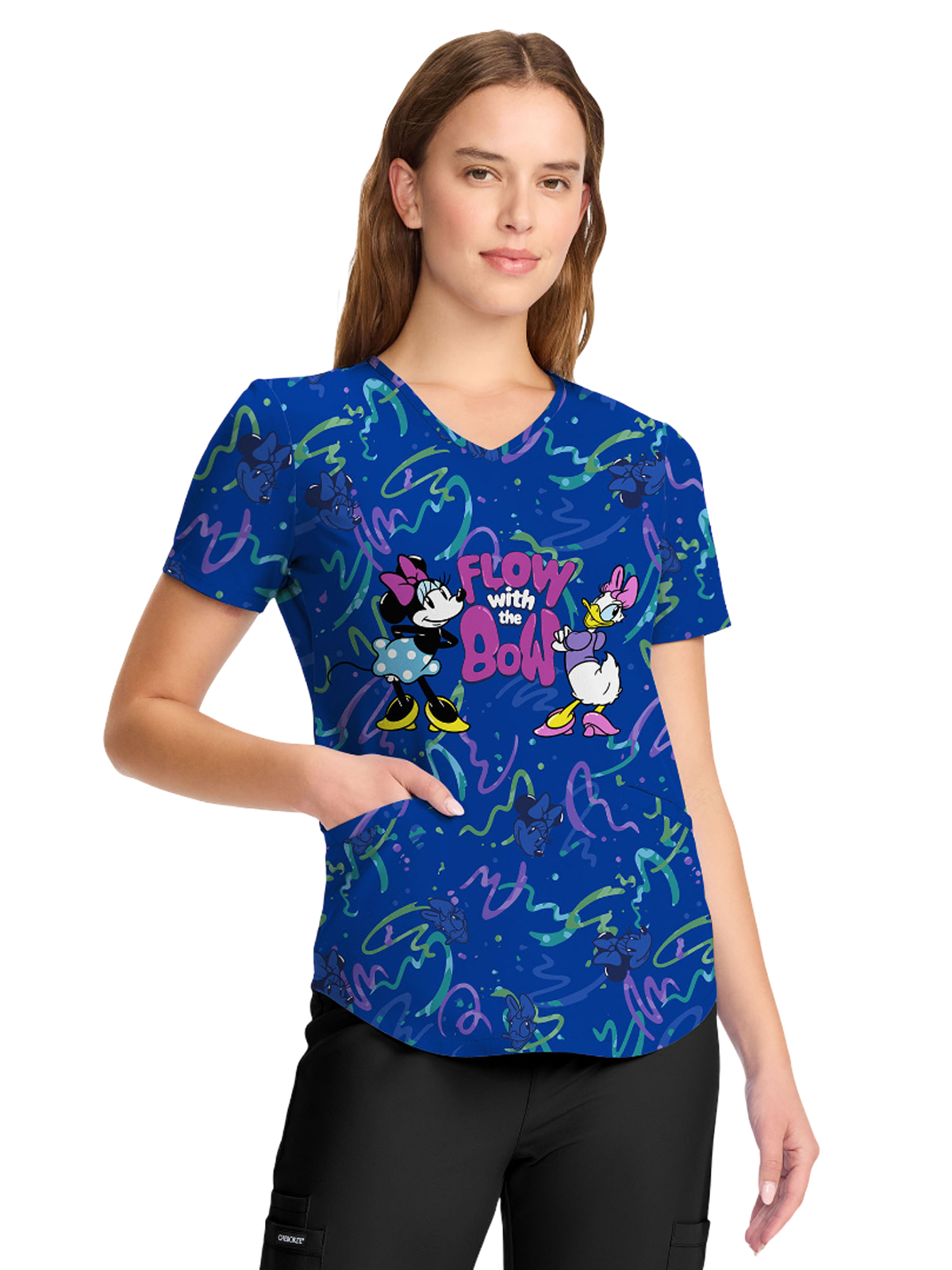 Cherokee - Tooniforms - Women's V-Neck Print Top 5