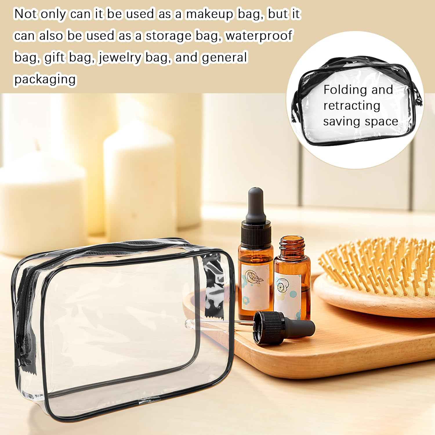 Transparent Waterproof Cosmetic Bag W/ Zipper 4