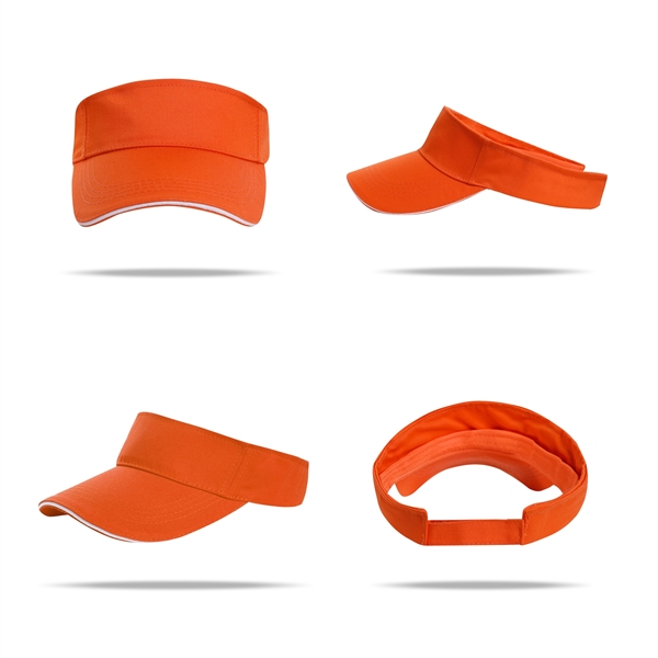 Stock Solid Color Poly Cotton Visor, Hook-And-Loop Fastener 15