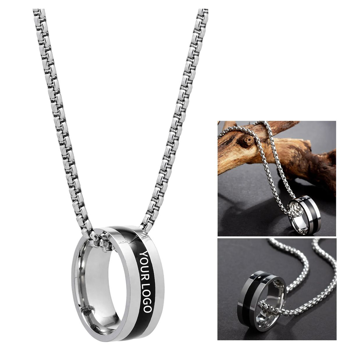 Metal Ring Pendant Necklace with Adjustable Chain 2