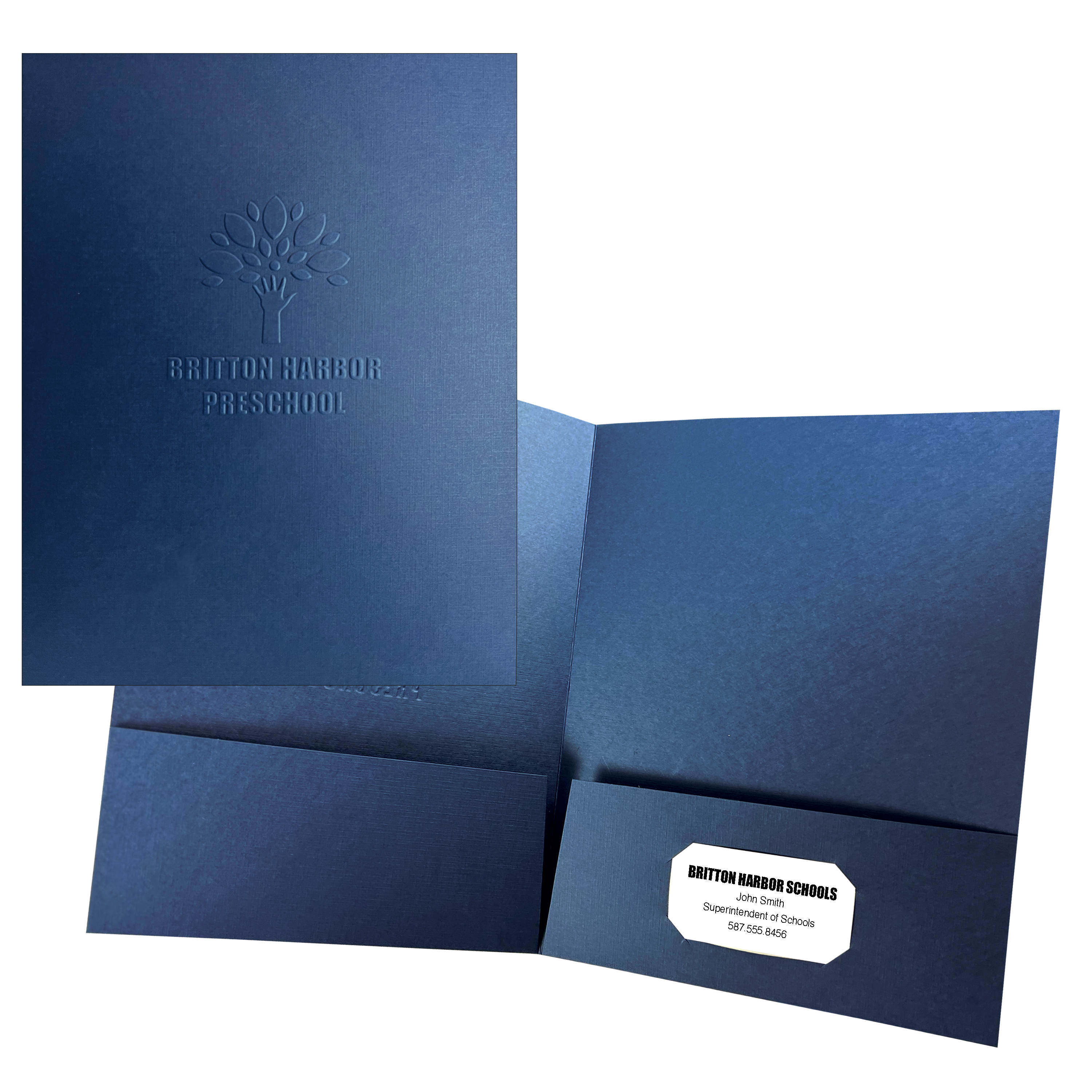 Blind Embossed Linen 2-Pocket Folder 9