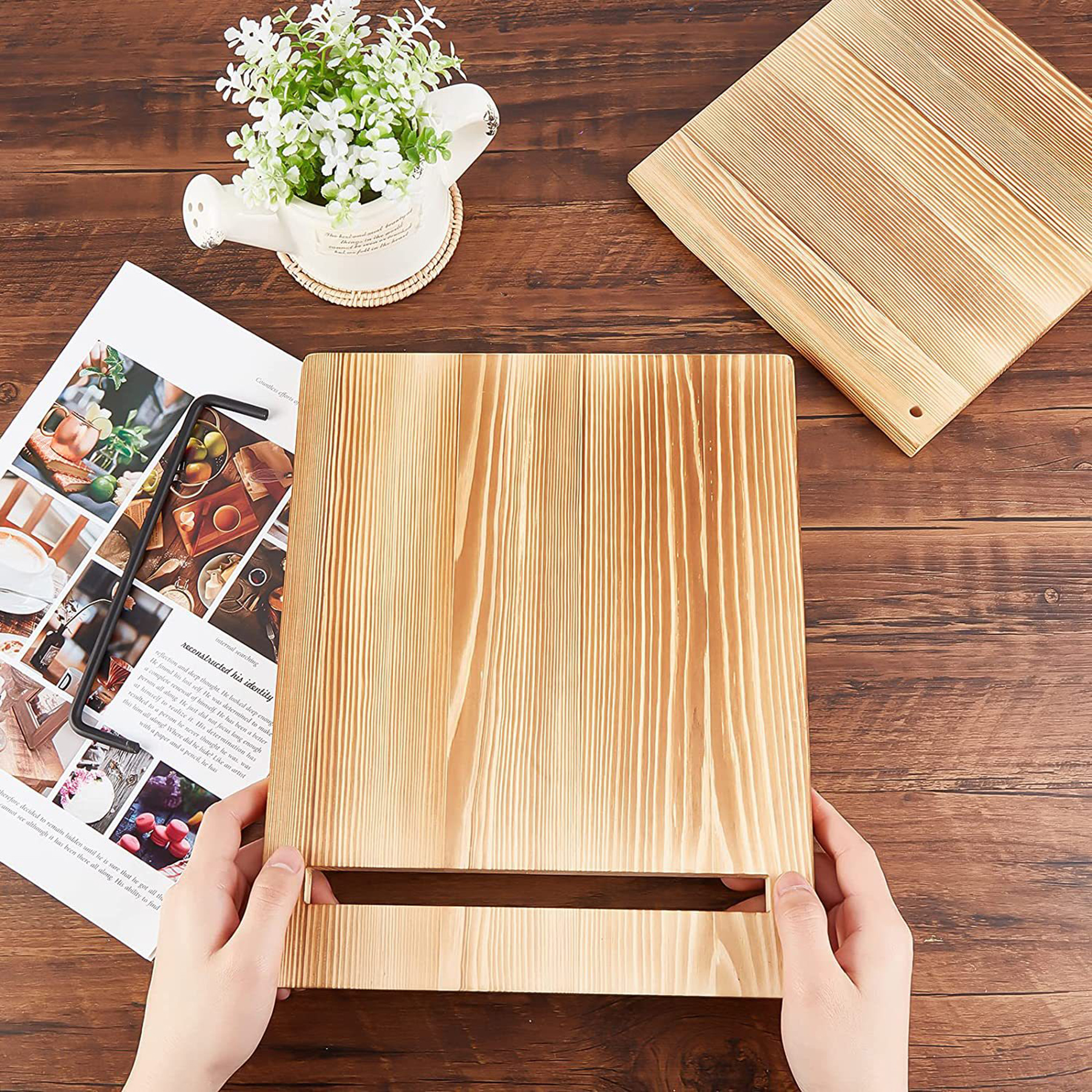 Cutting Board Style Wood Cookbook Stand 4