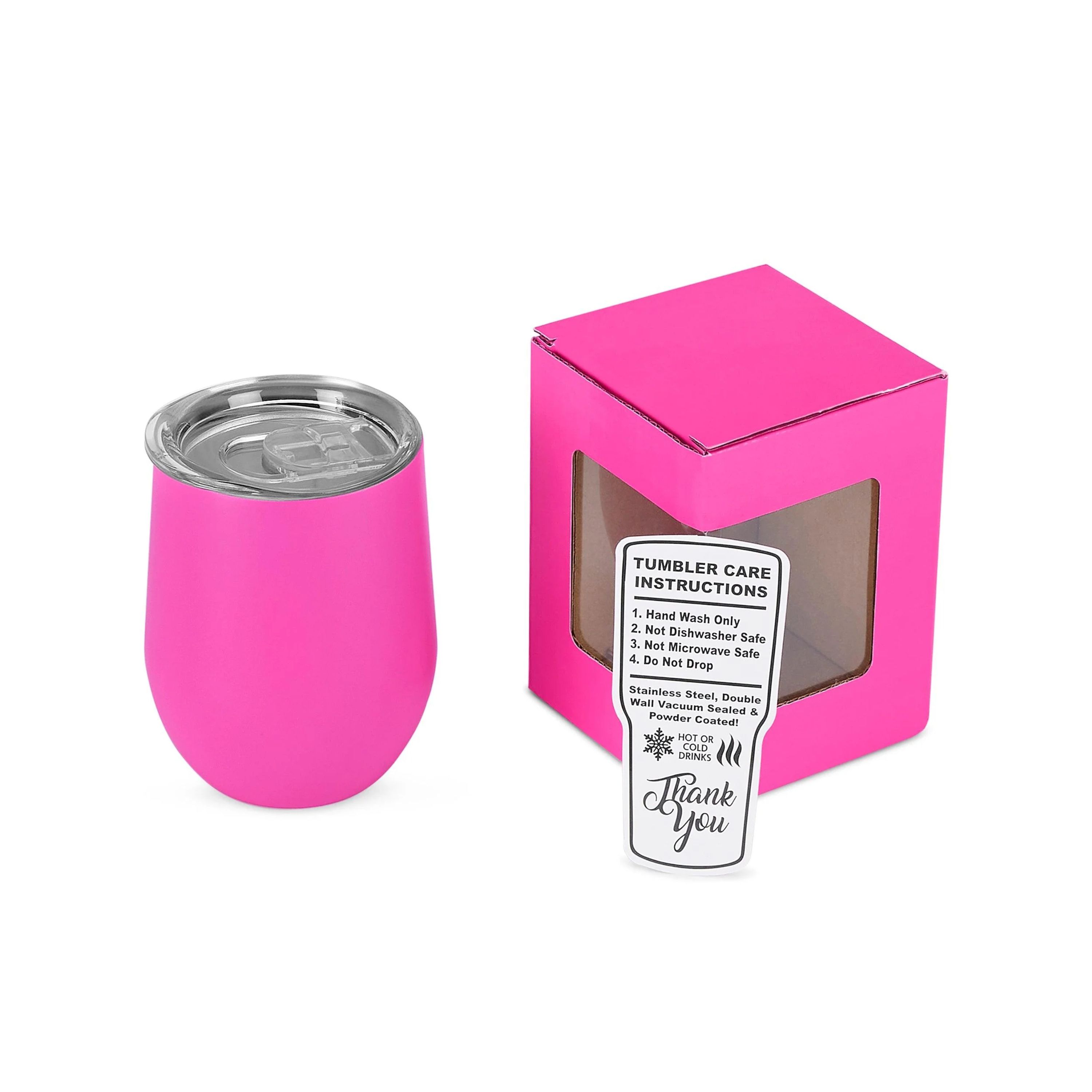 12 Oz. Unbranded Stemless Wine Glass w/ Color Matched Window Display Gift Box 2