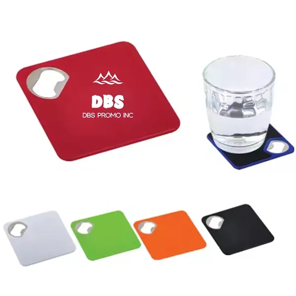 Square Coaster with Bottle Opener Manual Tool
