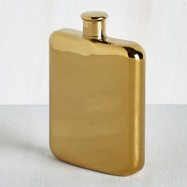 Gold Color Mirror Finished Hip Flask 6oz 4