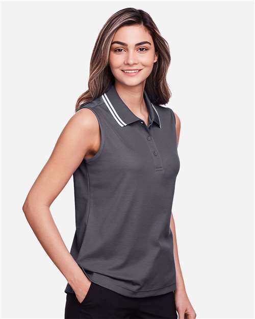 Women's CrownLux Performance® Plaited Tipped Sleeveless Polo - DG20SW 44
