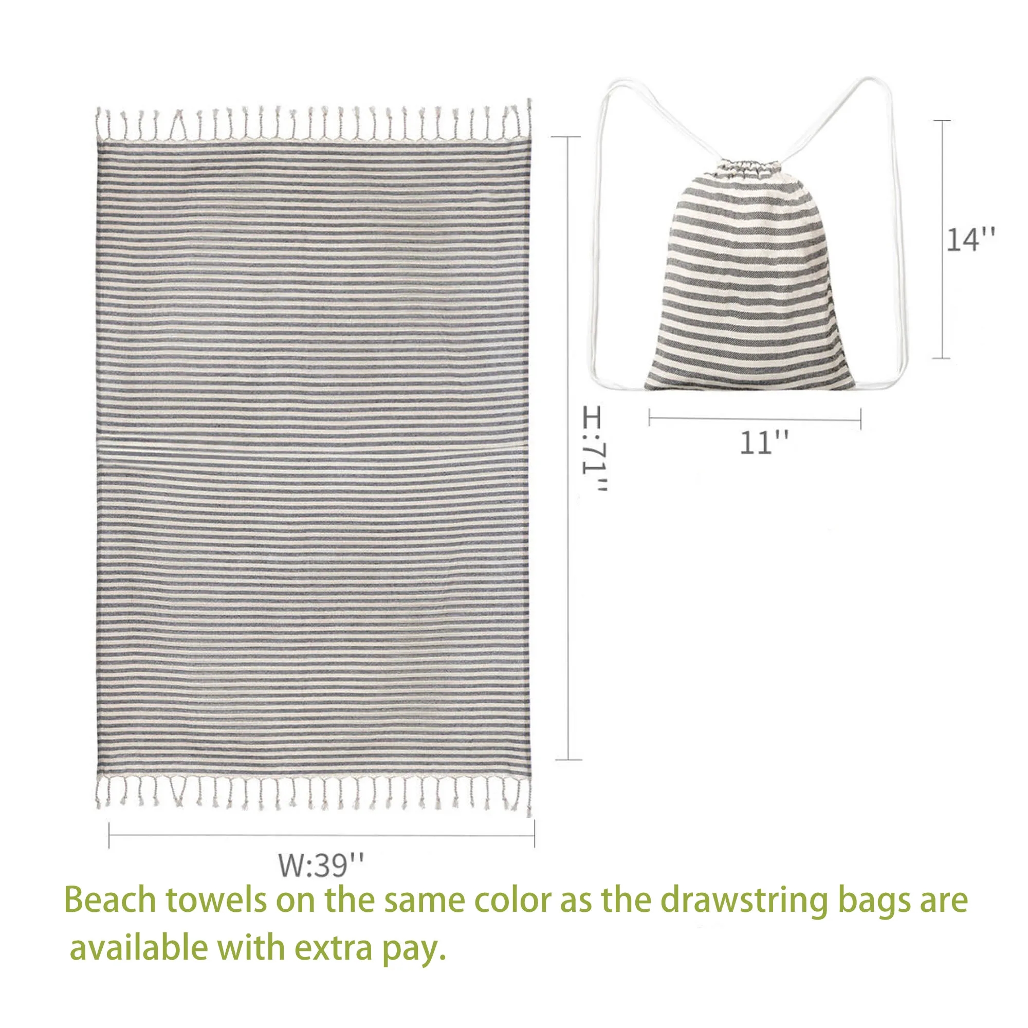 Drawstring Backpack Storage Striped Bag 3