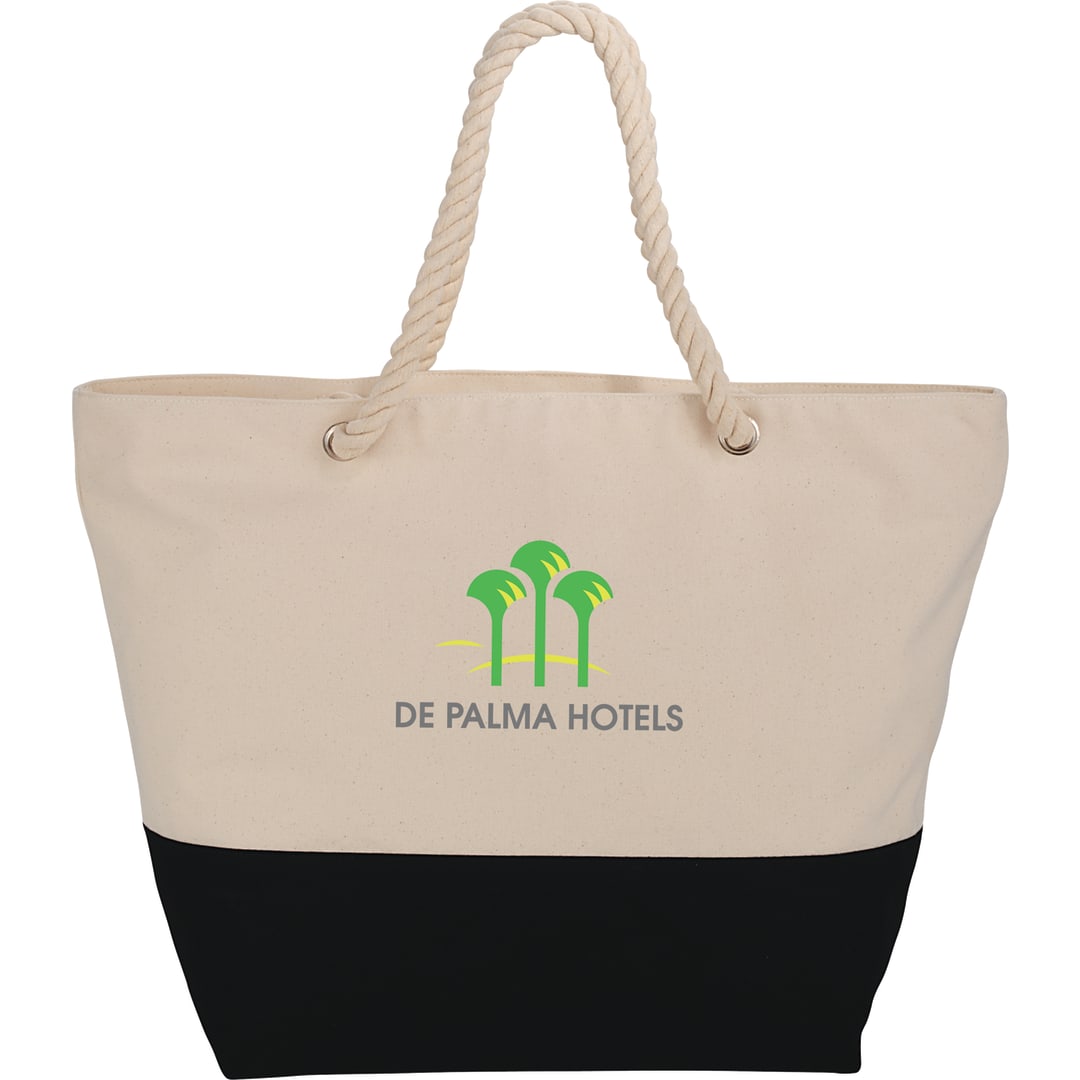 Zippered 12oz Cotton Canvas Rope Tote 22