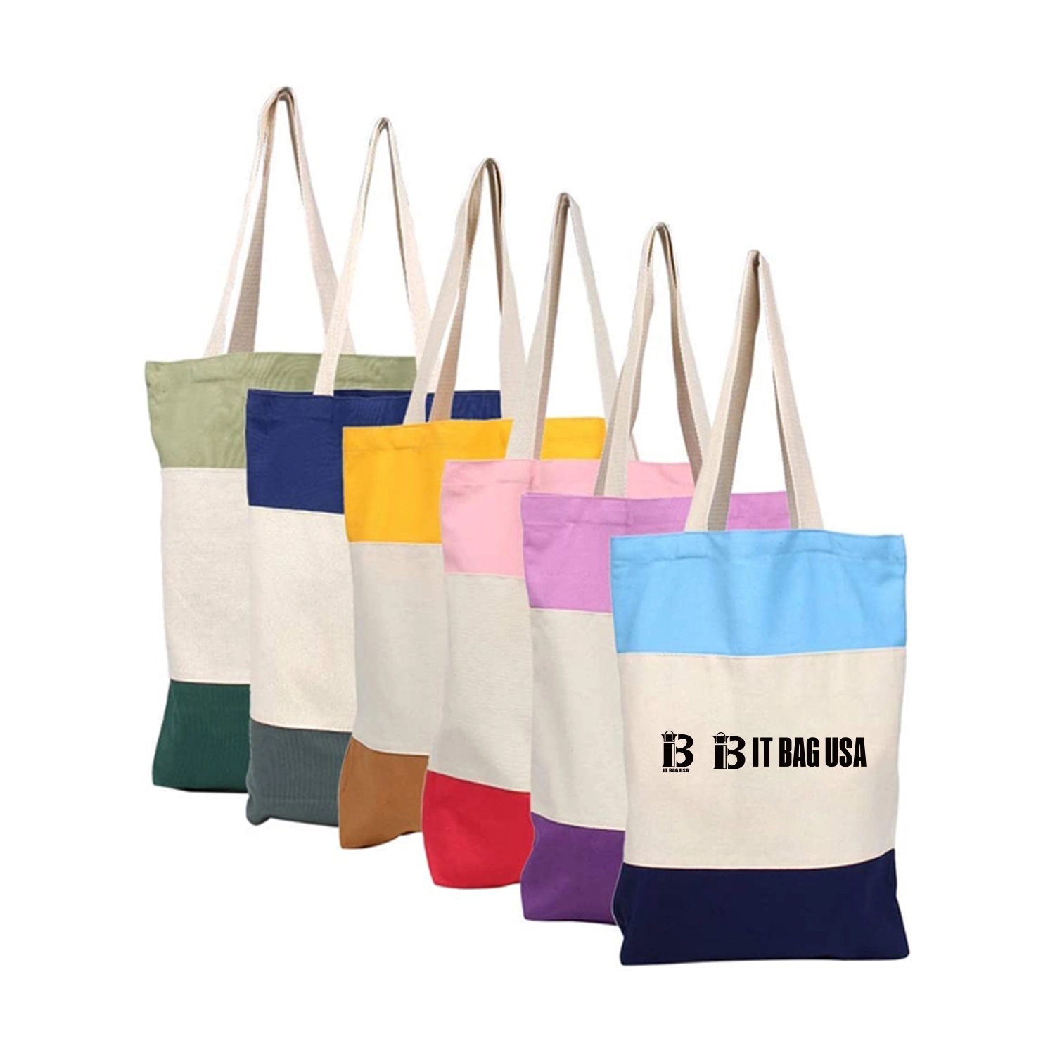 Tri-Color Canvas Shopping Tote Bags 2