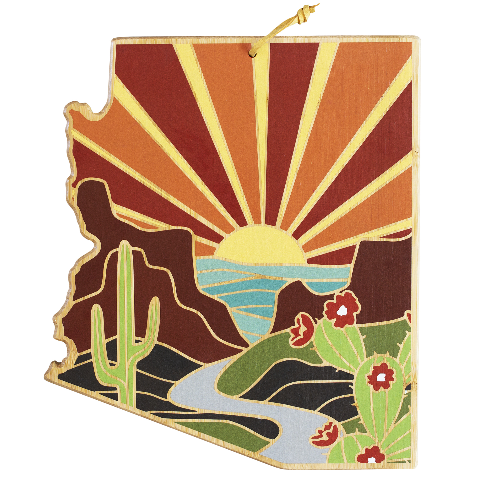 Arizona State Shaped Cutting and Serving Board with Artwork by Summer Stokes