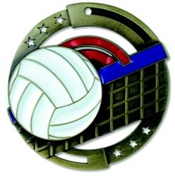 Volleyball M3XL Die Cast Medal - 2-3/4" 2
