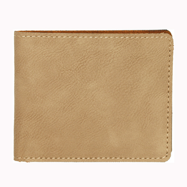Leatherette Bifold Wallet - Light Brown Laser Engrave 3